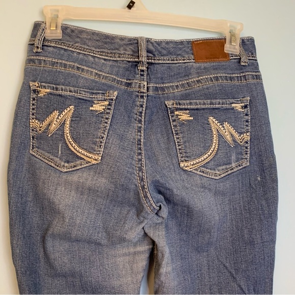 Maurice’s Curvy light washed bootcut jeans w/contrast stitching western Sz 10 - Picture 3 of 10